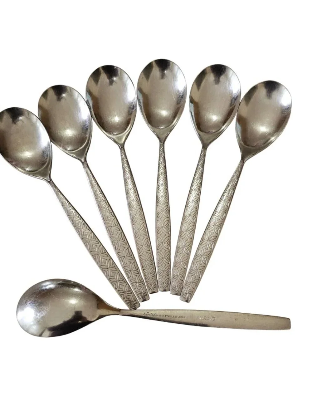 7 Noritake Allegro Soup Spoons 7.5